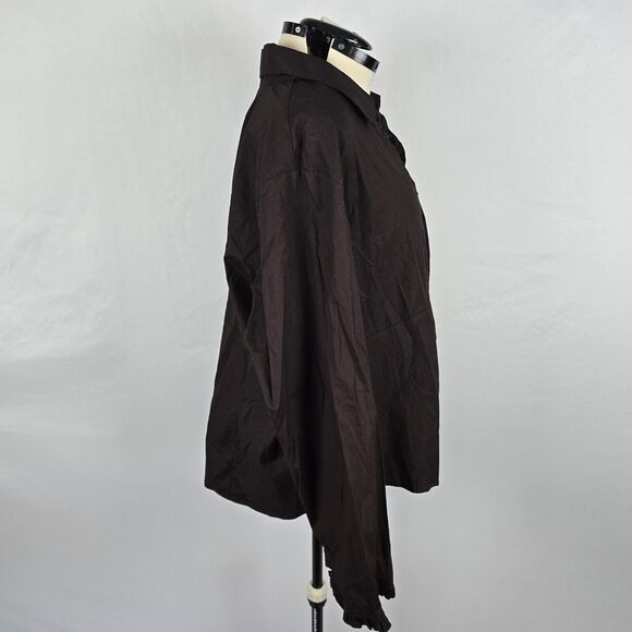 ALC Woman Blouse Women's 3X Brown Ruffles Collar Long Sleeve Hook & Eye NWT - Picture 9 of 12
